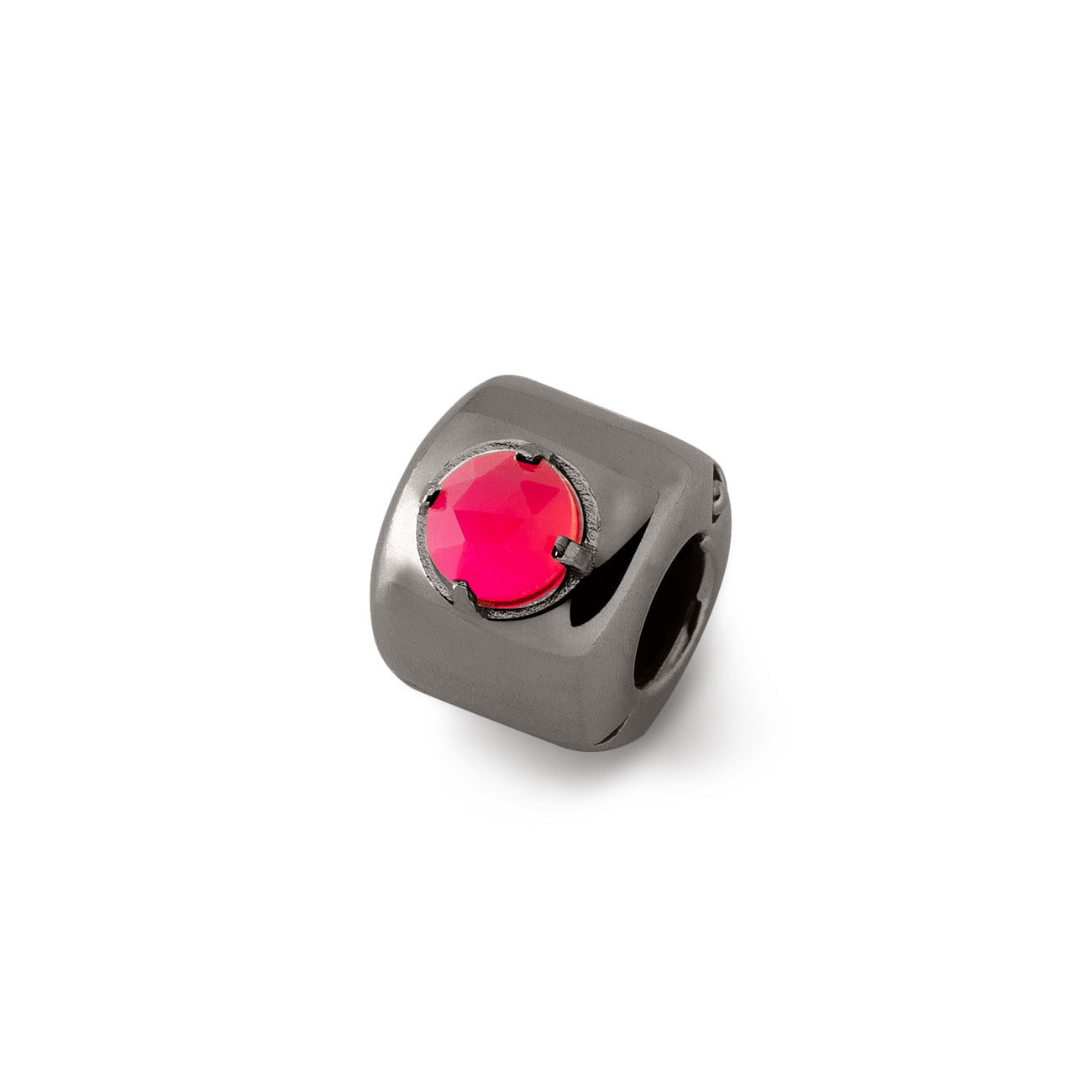 Charms - Light Fuchsia Agate Black - Adds energy, courage and passion - Sterling Silver 925