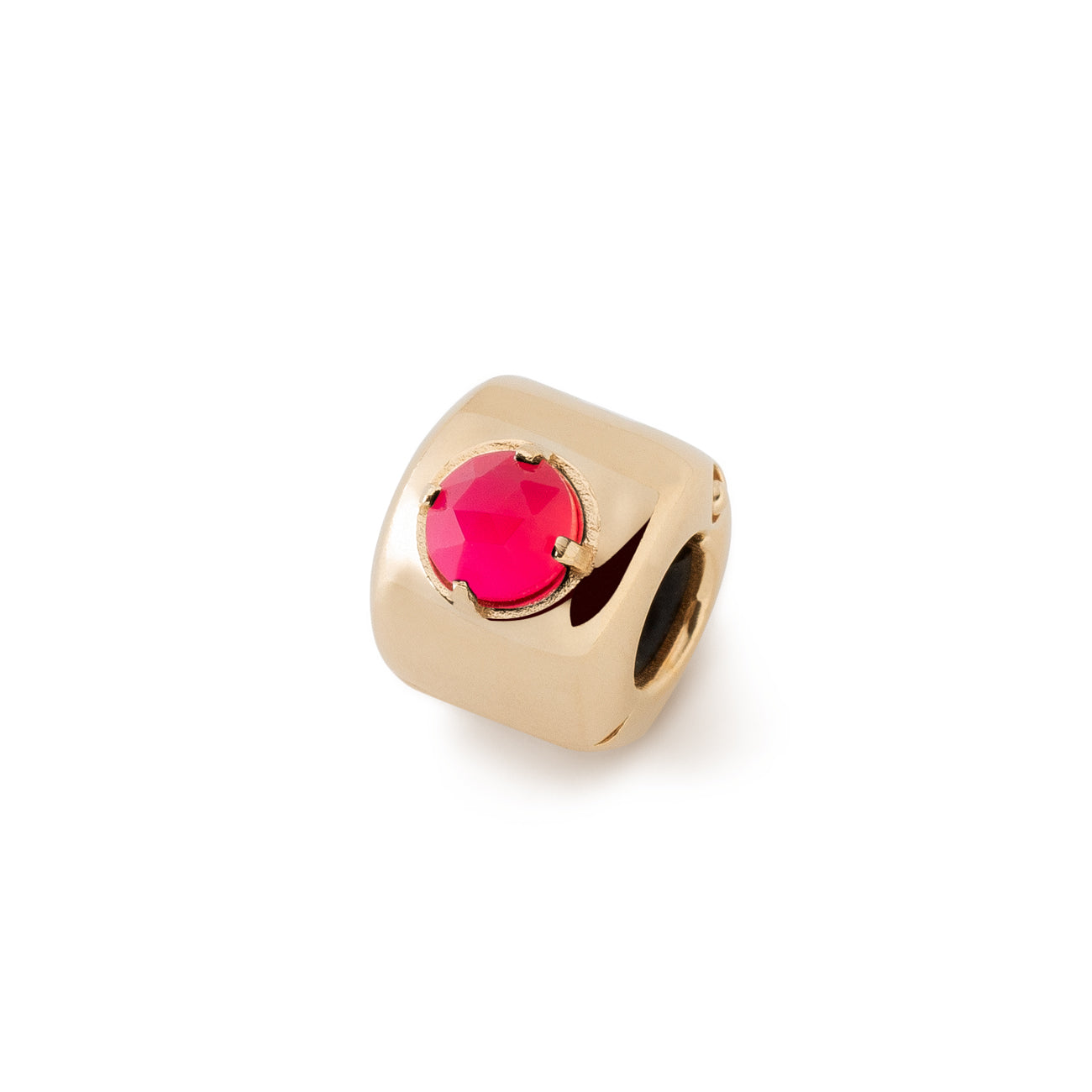 Charms - Light Fuchsia Agate Gold Plated - Adds energy, courage and passion - Sterling Silver 925