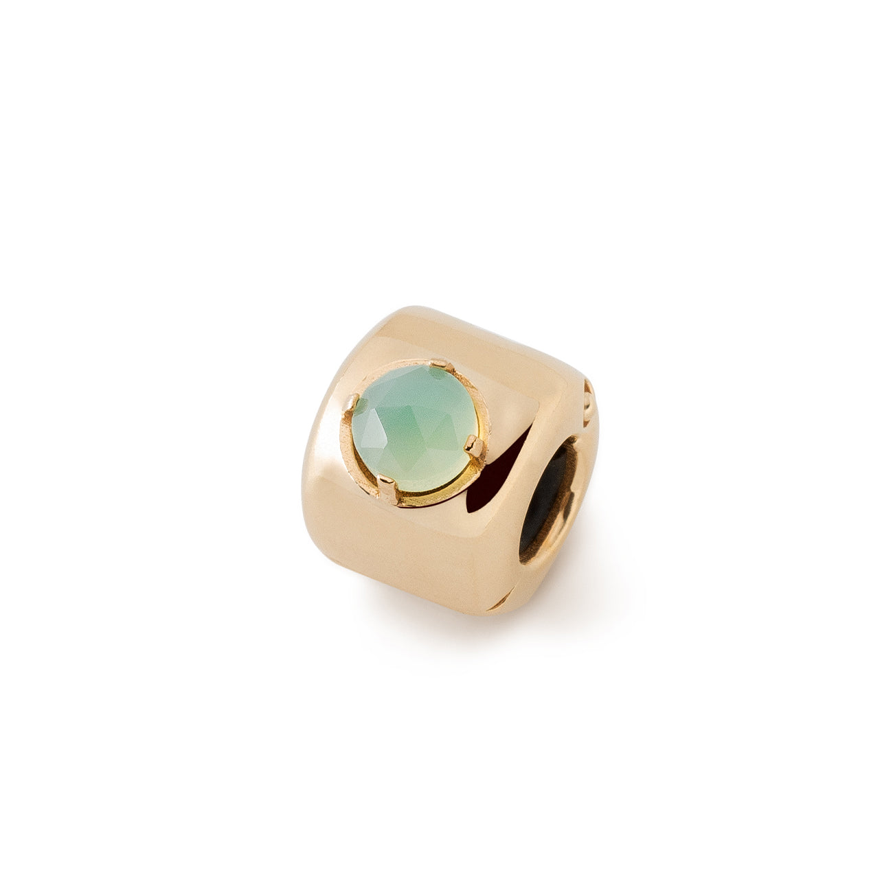 Charms - Celadon Agate Gold-plated - Stone of inner balance and calm - Sterling Silver 925