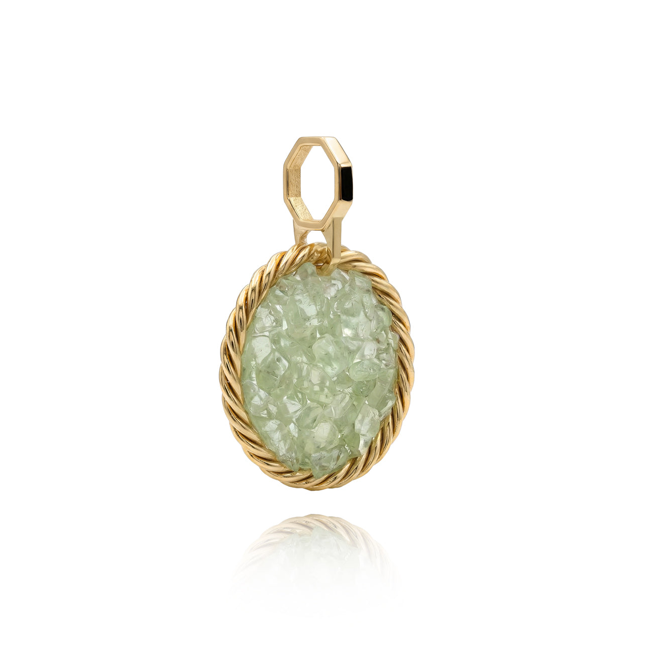 Tensor Amulet with Prehnite – Gold-Plated Brass