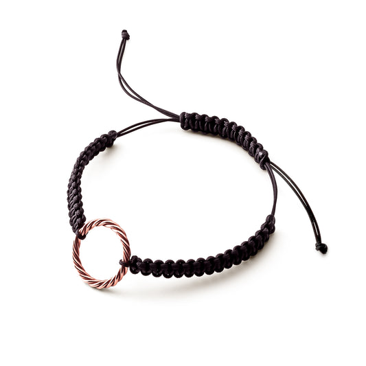 Hand-woven black bracelet – Royal <tc>cubit</tc> in rose gold