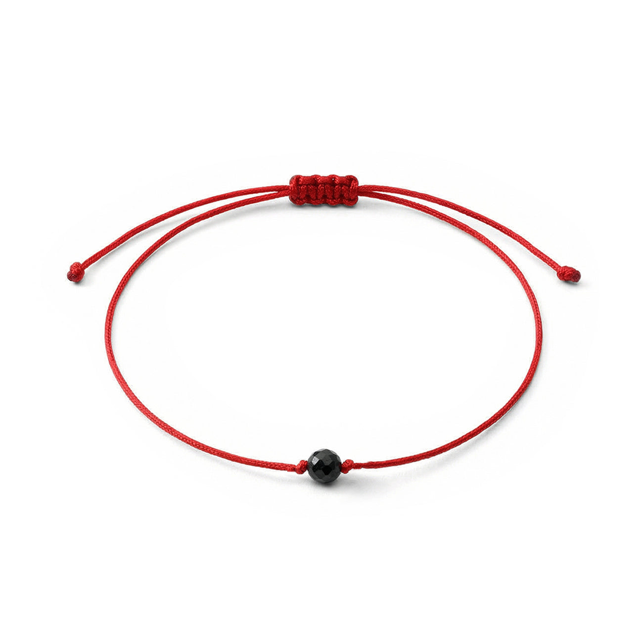 Bransoletka sznurkowa Ochrony i Mocy - Czarny Turmalin - Czerwona