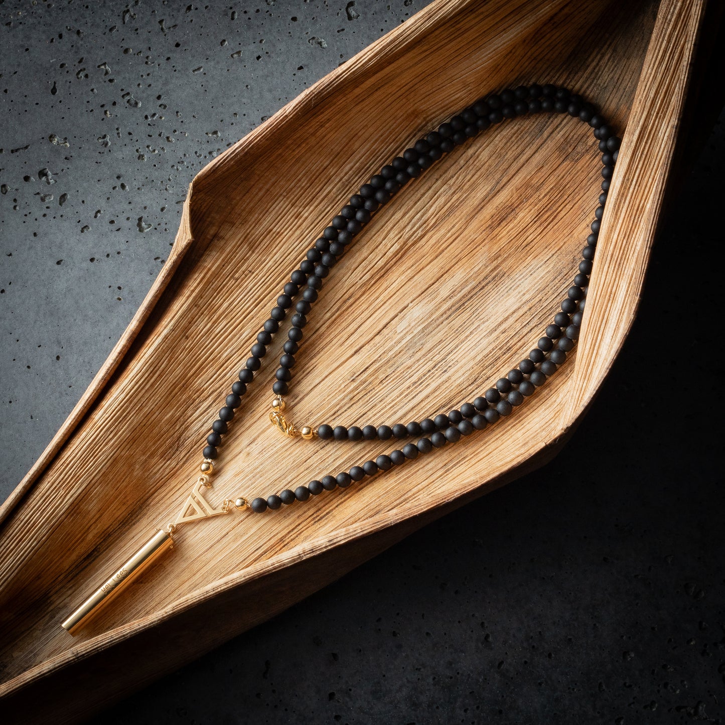Matte tourmaline 6 mm breath necklace, 925 silver coated with gold