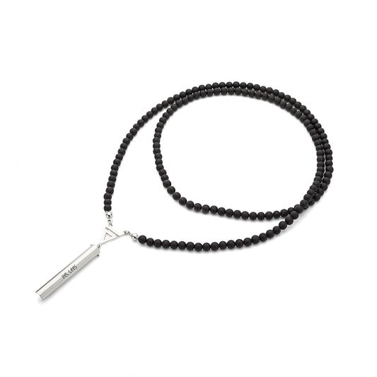 Matte tourmaline 6 mm breath necklace, 925 silver coated with platinum