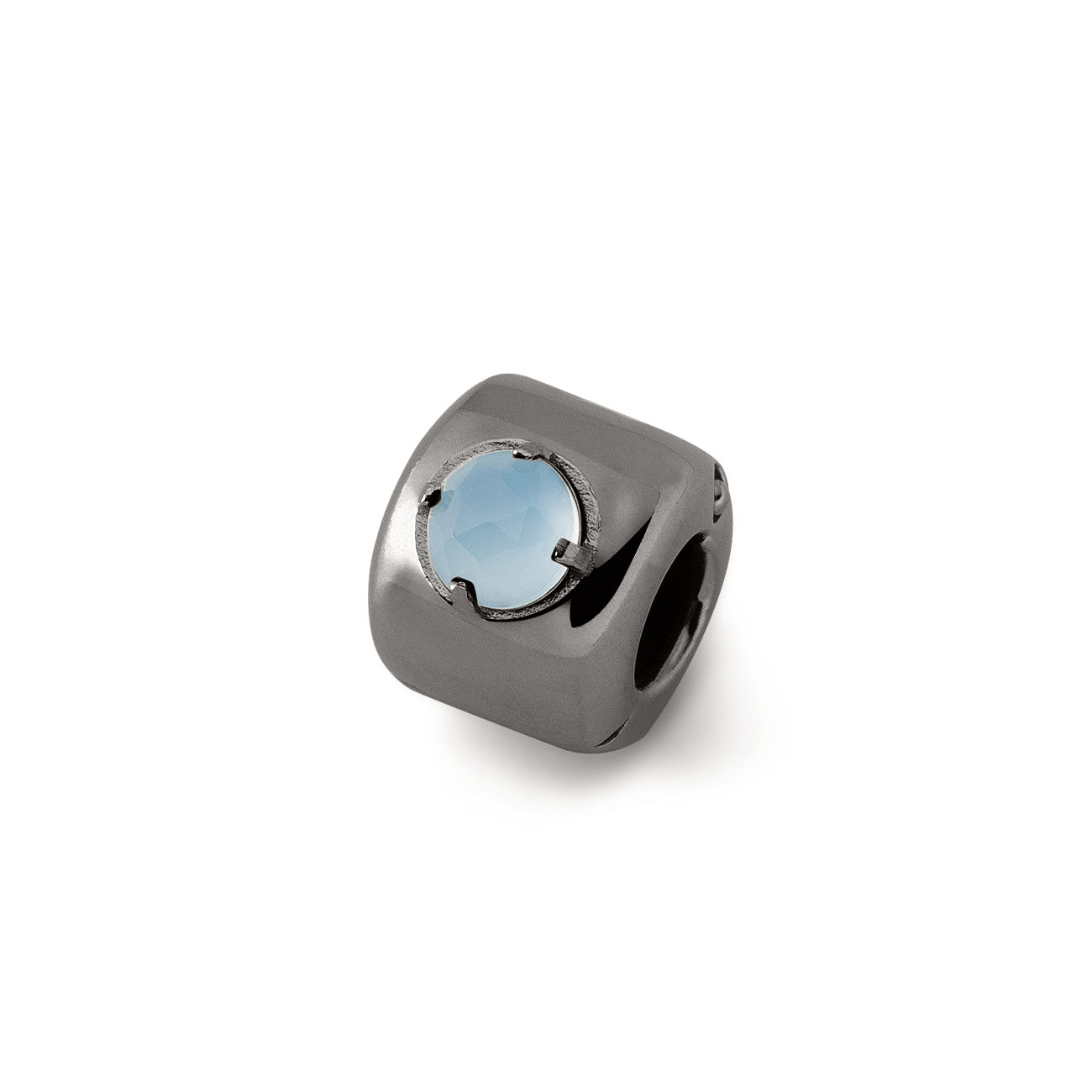 Charms - Blue Agate Black - Brings Peace, Protection and Soothing - Sterling Silver 925