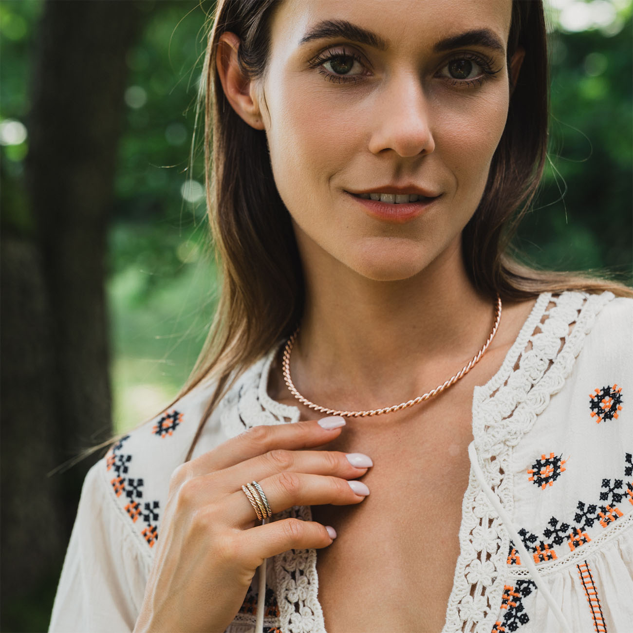 Copper tensor ring in rose gold color - Protective amulet