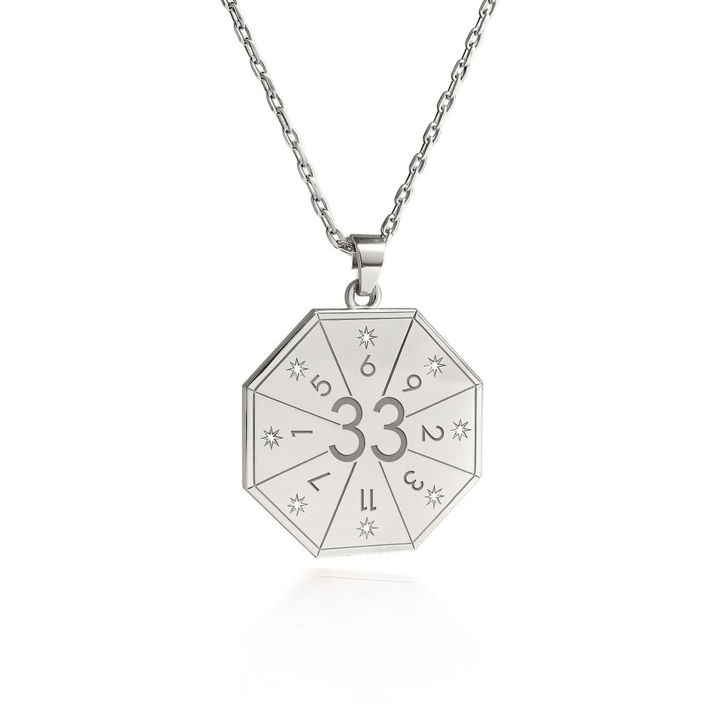 Master of Love Pendant Necklace (33) in Silver – Seal of Service with Heart