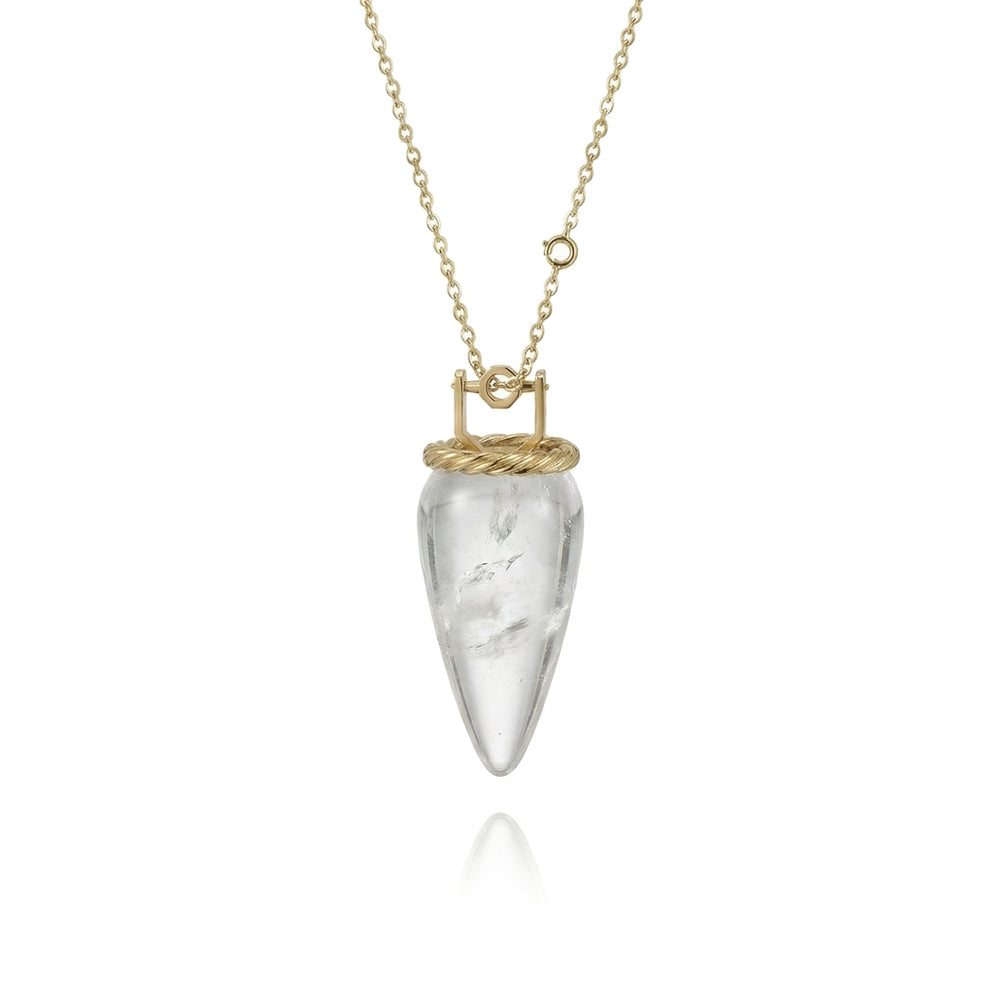 Necklace with rock crystal 2w1 – dowsing pendulum of clarity