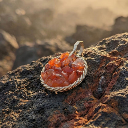 Amulet tensorowy z Karneolem – Mosiądz pozłacany