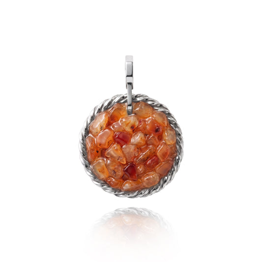 Amulet tensorowy z Karneolem - Srebro 925 pokryte platyną