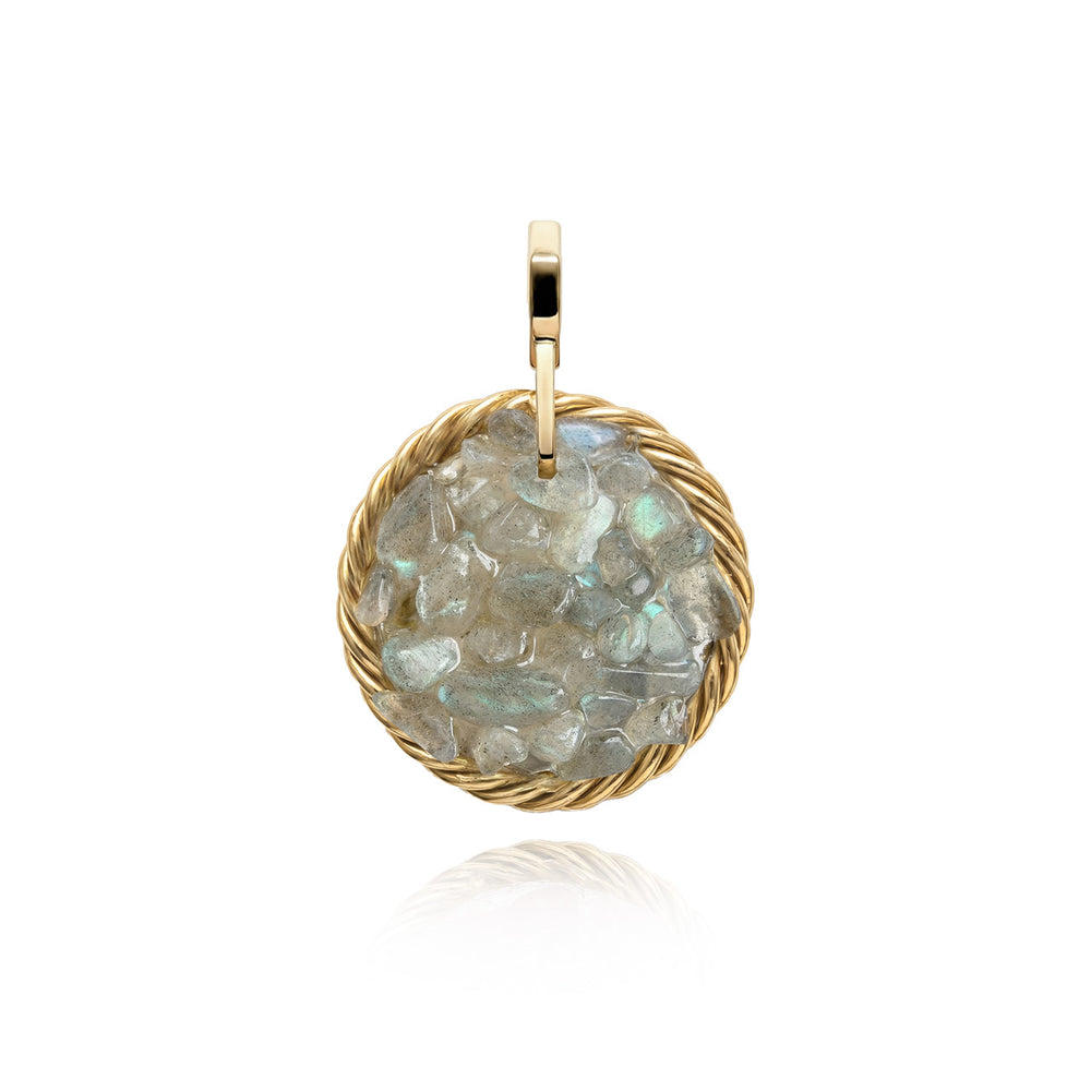 Copper Tensor Amulet with Labradorite – Gold-Plated