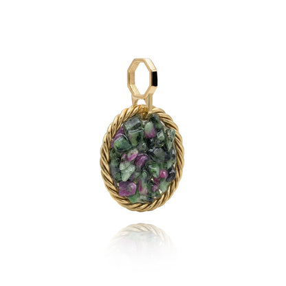 Tensor Amulet with Zoisite and Ruby – Gold-Plated Brass