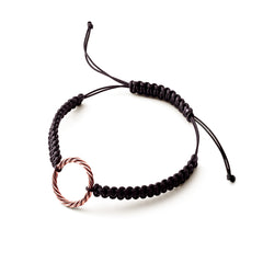Pulsera tejida a mano negra – <tc>codo</tc> Real en oro rosa