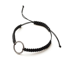 Pulsera tejida a mano negra – <tc>codo</tc> Real en platino