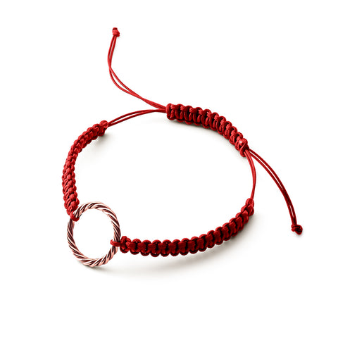 Pulsera tejida a mano roja – <tc>codo</tc> Real en oro rosa