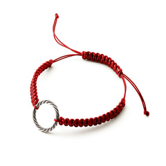 Pulsera tejida a mano roja – <tc>codo</tc> Real en platino