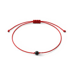 Bransoletka sznurkowa Ochrony i Mocy - Czarny  Turmalin - Czerwona