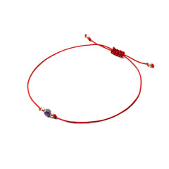 Pulsera de cordón con piedra - Amatista 4mm - Roja