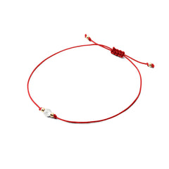 Pulsera de cordón con piedra - Piedra de Montaña 4mm - Roja