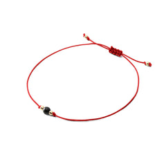 Pulsera de cordón con piedra - Turmalina Lisa (brillante) 4mm - Roja