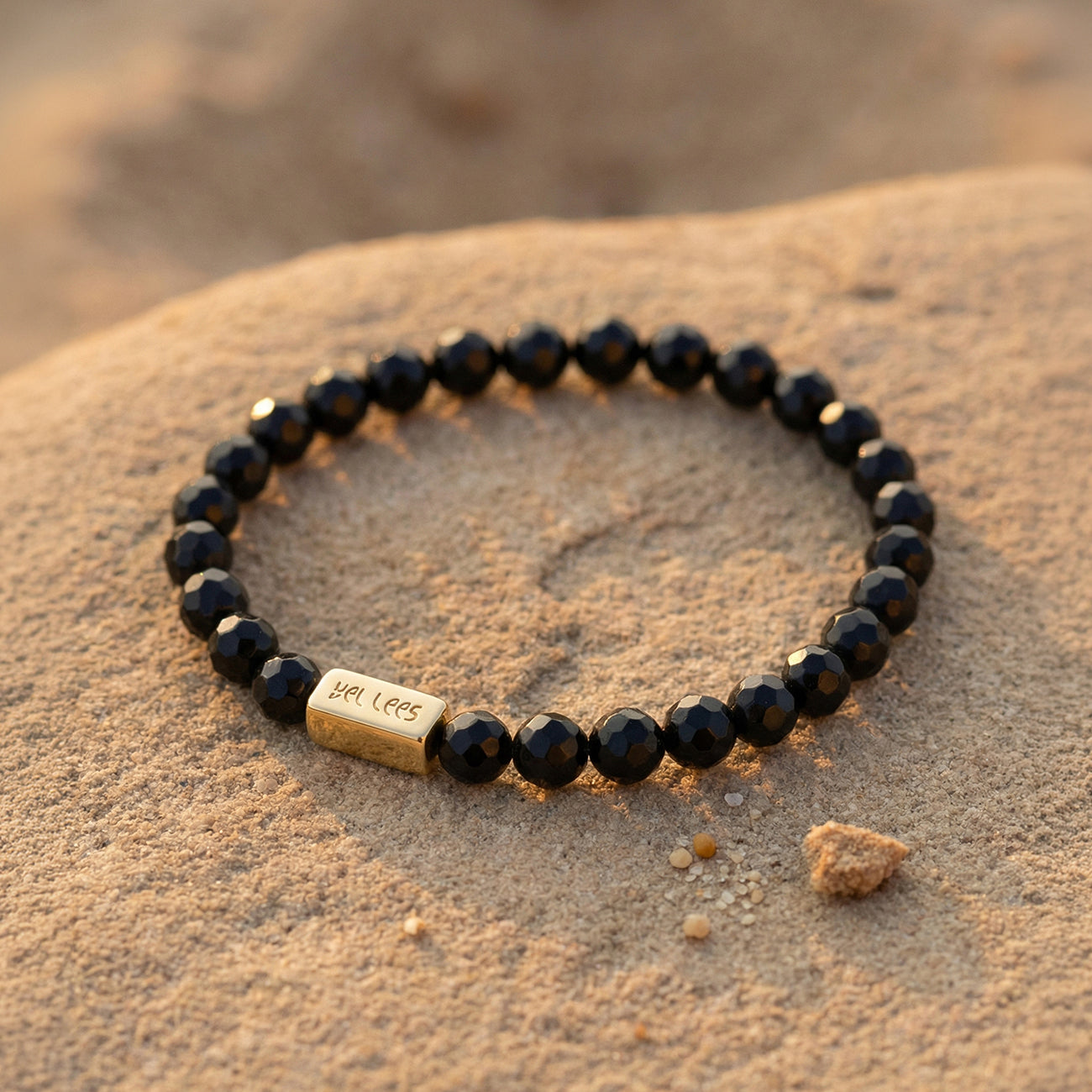 Bracelet with Black Tourmaline and Charm Holder – 925 Silver