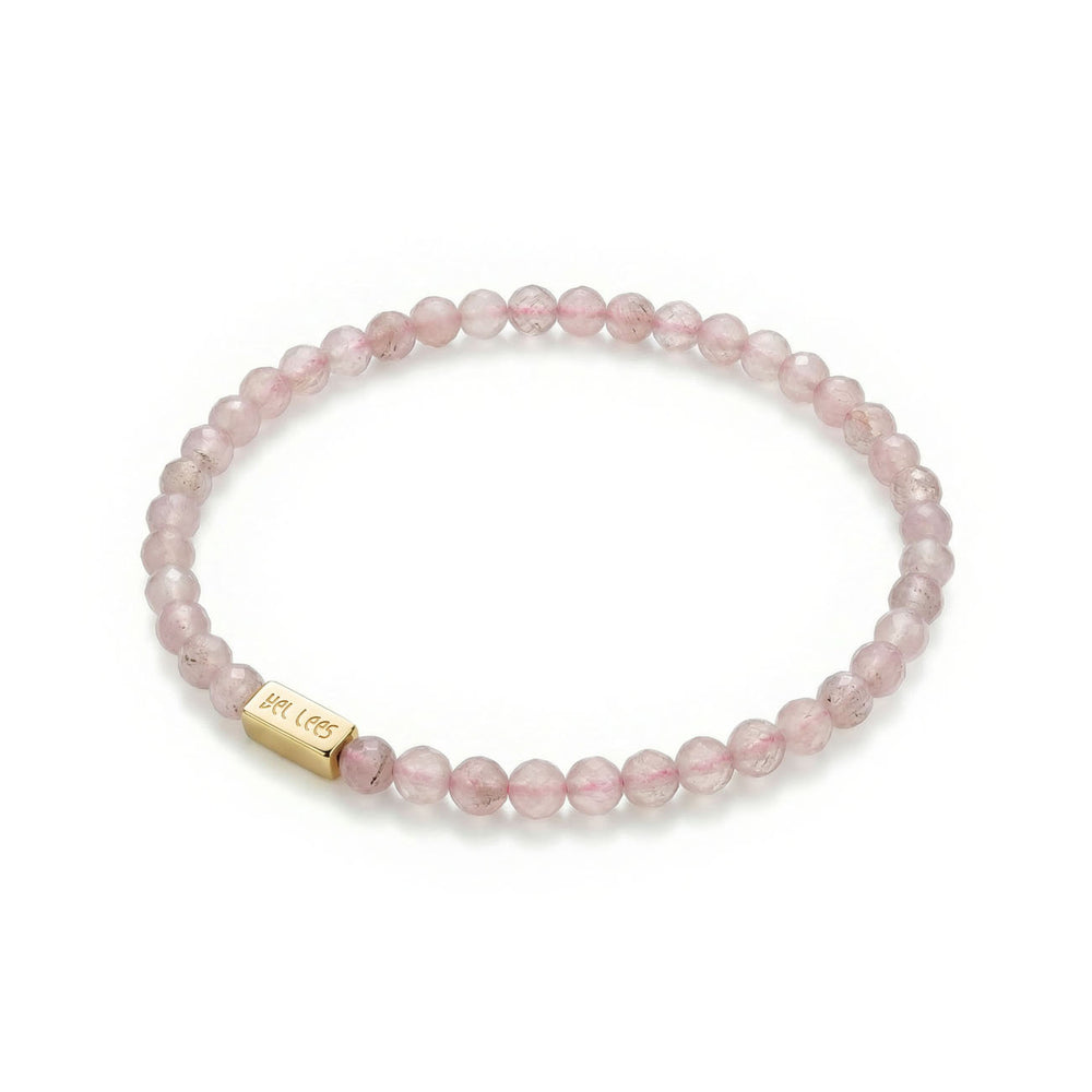 Bracelet with Rose Quartz and space for charms – 925 Silver