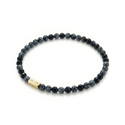 Snow Obsidian Bracelet with Charm Space – 925 Silver