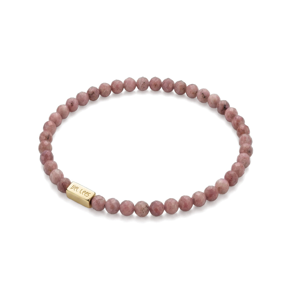 Rhodonite Bracelet with Charm Space – 925 Silver
