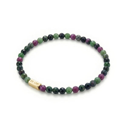 Bracelet with Zoisite with Ruby and space for charms – 925 Silver