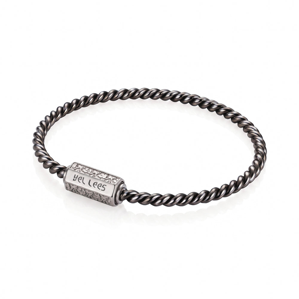 Quantum copper tensor bracelet in black with silver clasp – <tc>cubit</tc> Lost (177 MHz)