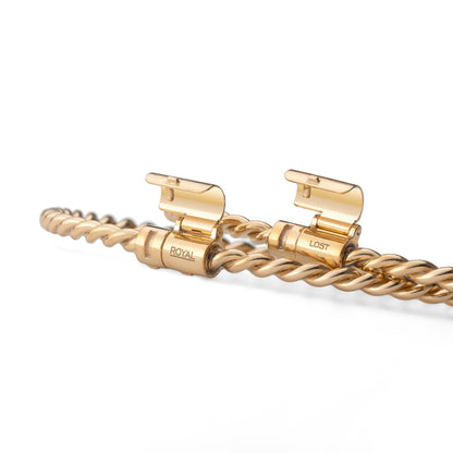 Miedziana bransoletka tensorowa w kolorze złotym ze srebrnym zapięciem - Kubit Królewski (144 MHz)