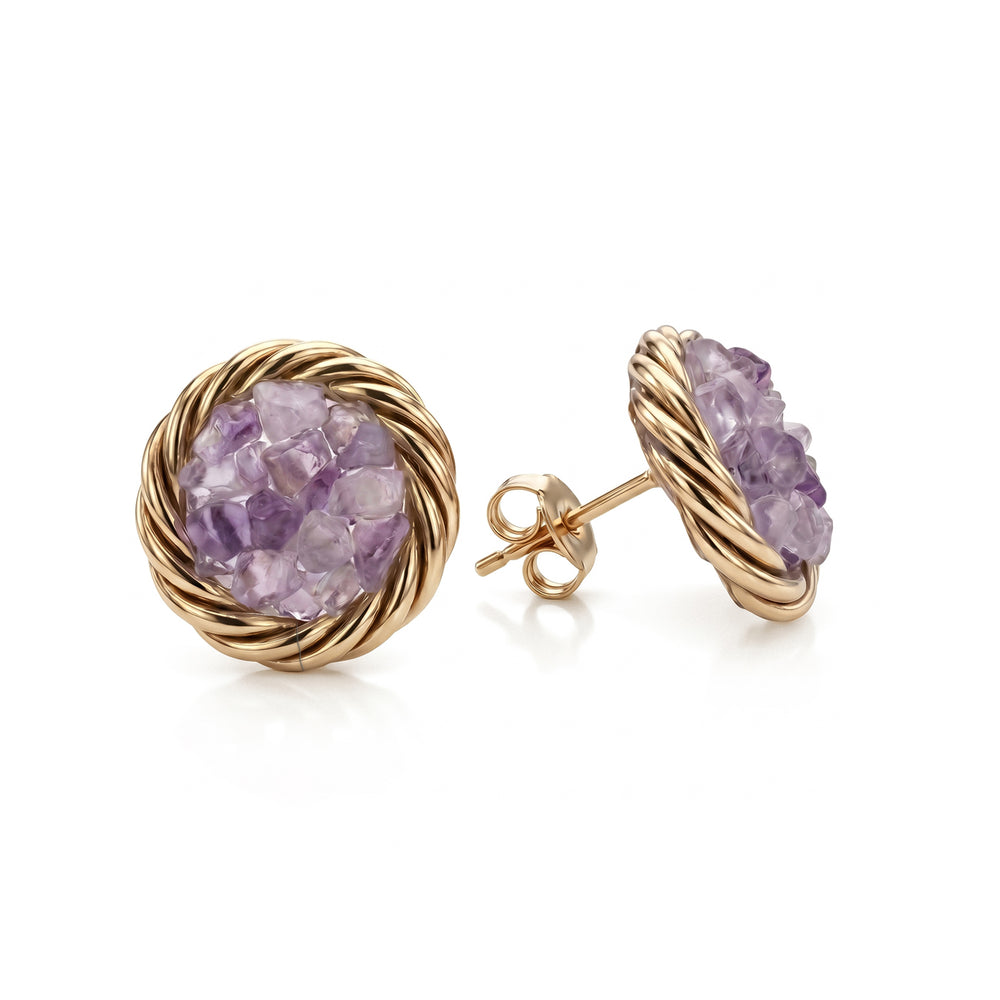 Gold-plated copper tensor earrings with Amethyst