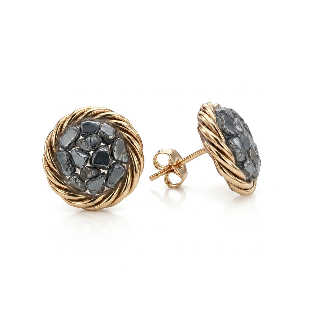 Gold-plated copper tensor earrings with Hematite