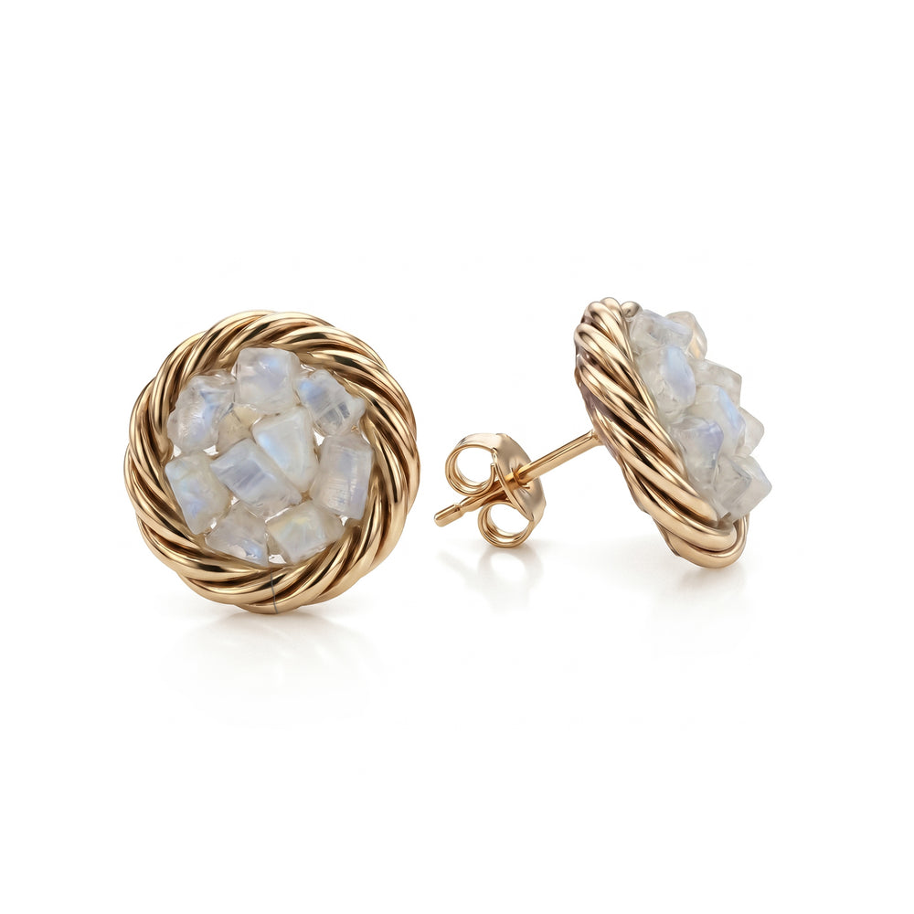 Gold-plated copper tensor earrings with Moonstone