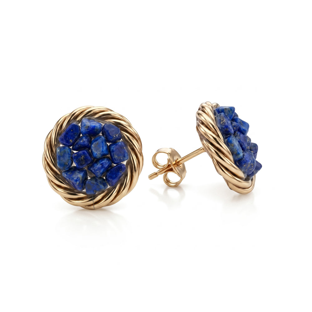 Gold-plated copper tensor earrings with Lapis Lazuli