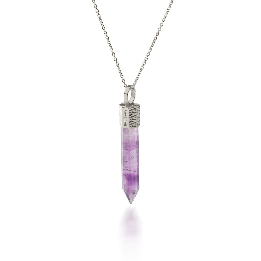 Amethyst Necklace – 925 Silver Plated with Platinum