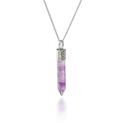 Naszyjnik 44 cm z Ametystem – Srebro 925 pokryte platyną