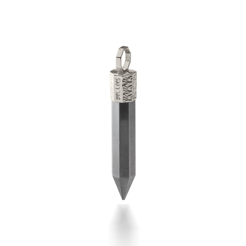 Pendant with Black Tourmaline – Brass plated with palladium