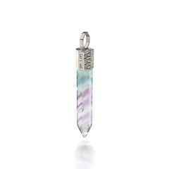 Fluorite Pendant – 925 Silver Plated with Platinum