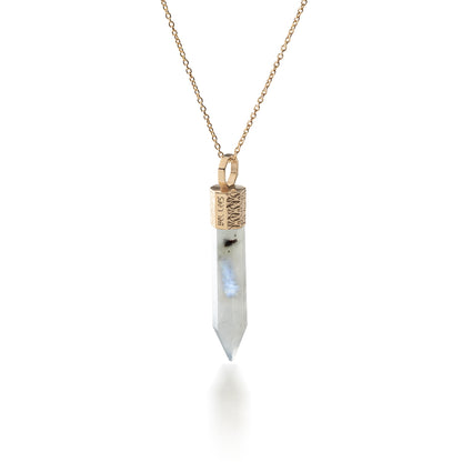 Collar con Piedra Luna – Plata 925 bañada en oro