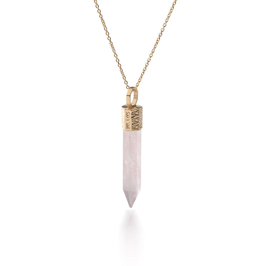 Naszyjnik 44 cm z Kwarcem Różowym – Srebro 925 pozłacane