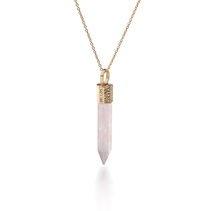 Zawieszka z Kwarcem Różowym – Mosiądz pozłacany