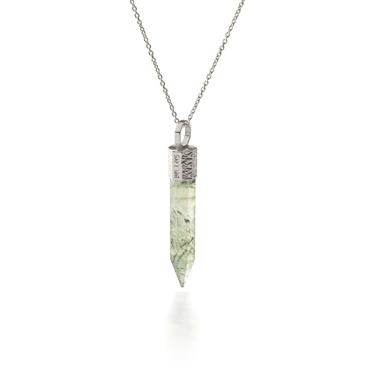 Naszyjnik 44 cm z Prehnitem – Srebro 925 pokryte platyną