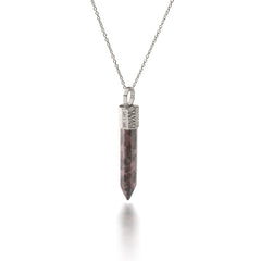 Naszyjnik z Rodonitem – Srebro 925 pokryte platyną