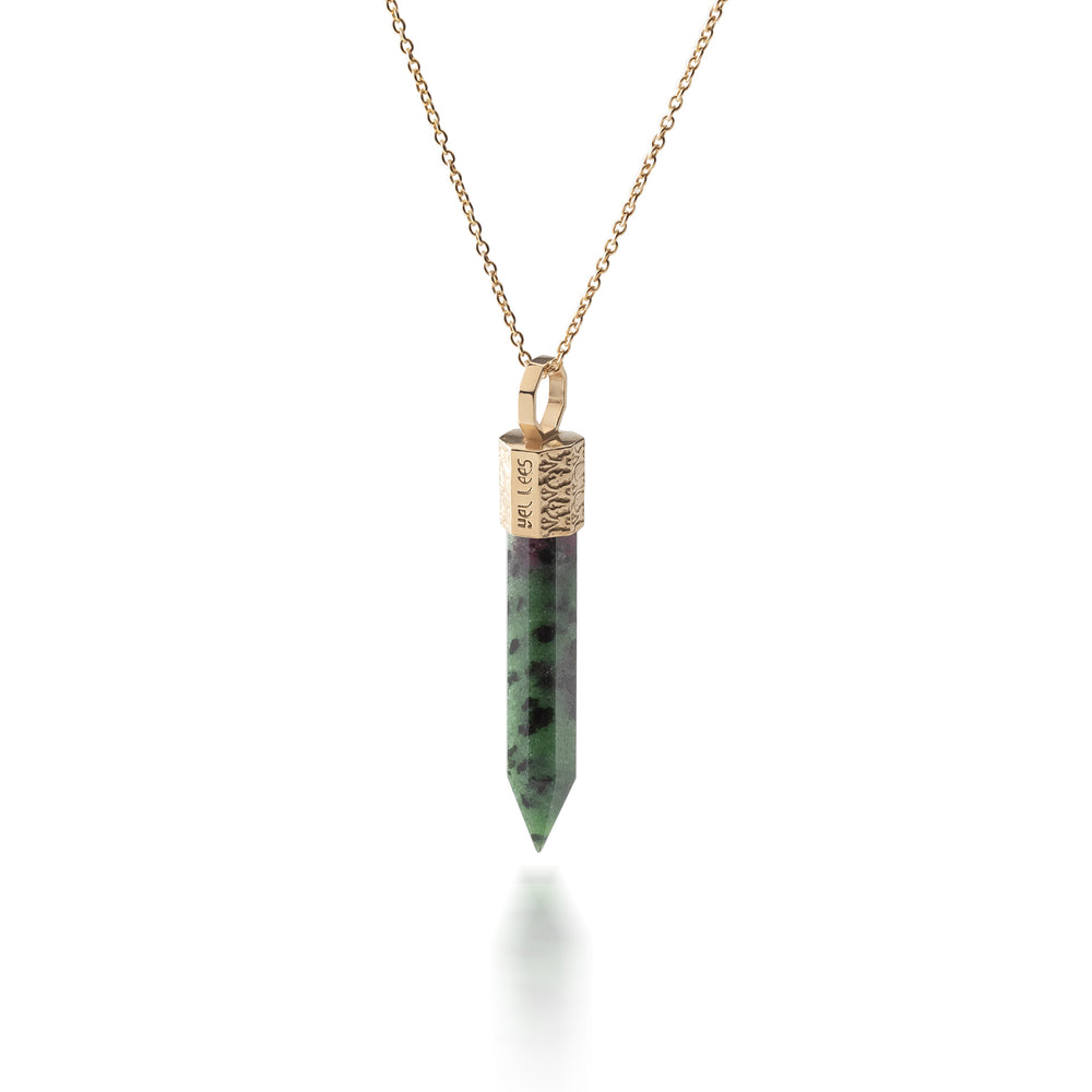 Necklace with Zoisite and Ruby – Gold-plated 925 Silver
