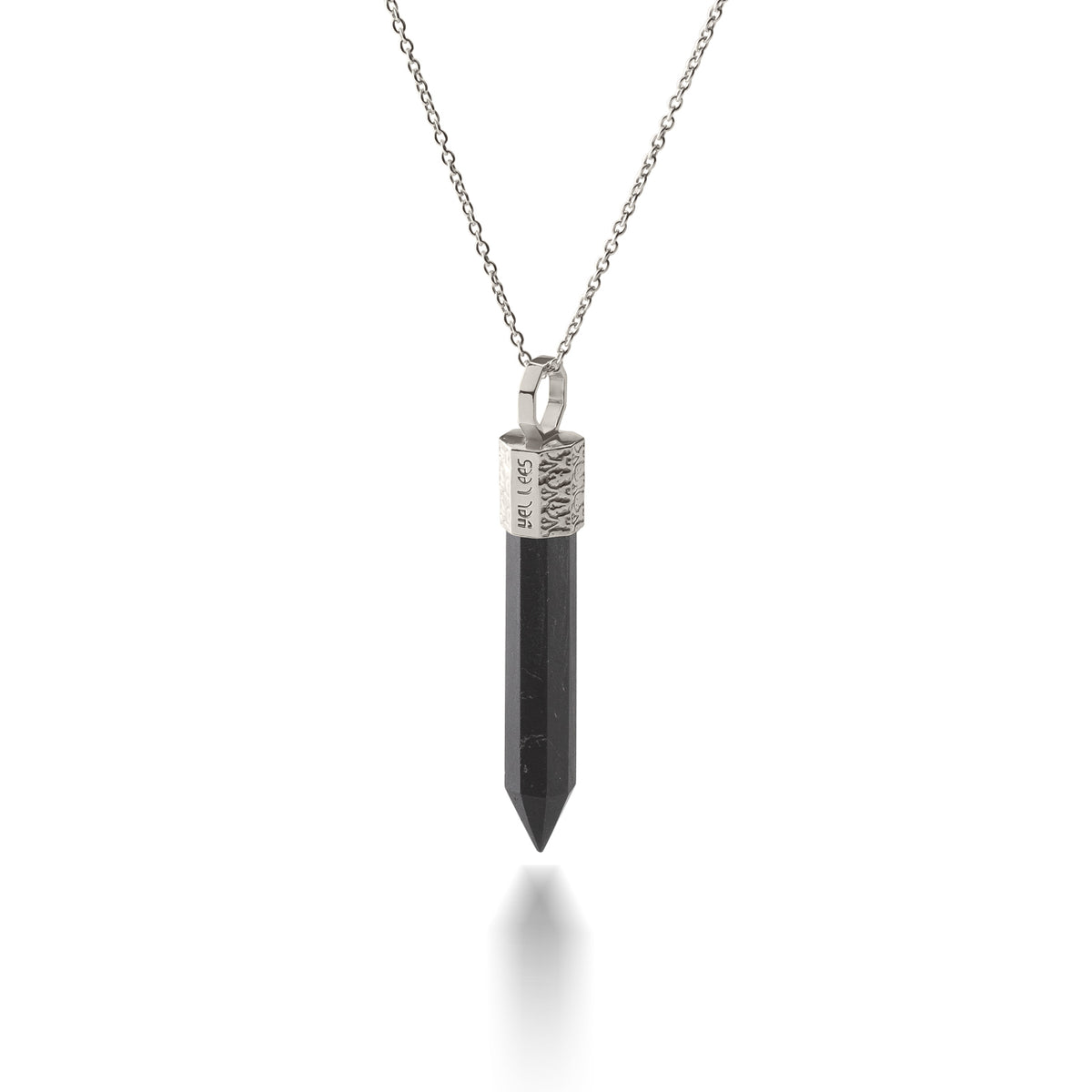 Necklace with Black Tourmaline – 925 Silver plated with Platinum