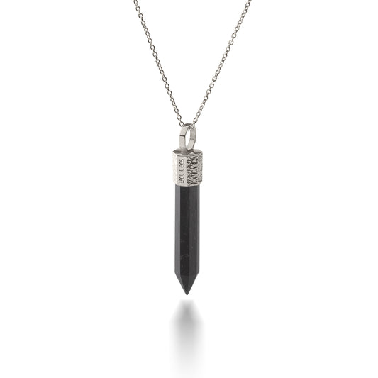 Necklace with Black Tourmaline – 925 Silver plated with Platinum
