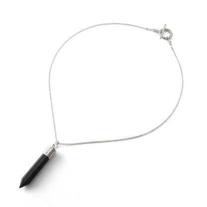 Necklace with Black Tourmaline – 925 Silver plated with Platinum