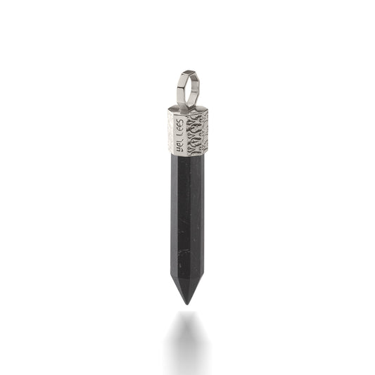 Pendant with Black Tourmaline – Brass plated with palladium