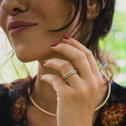 Anillo tensor de plata bañada en oro - Amuleto protector